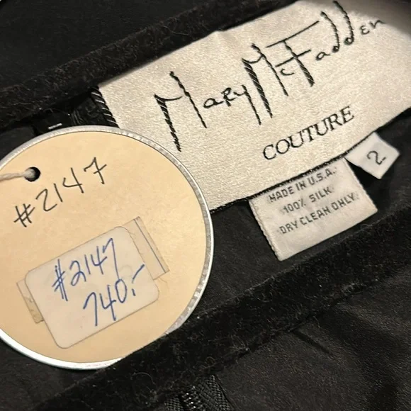 MARY McFADDEN DRESS SIZE  2 COLOR BLACK  100 0/0 SILK - Picture 9 of 11